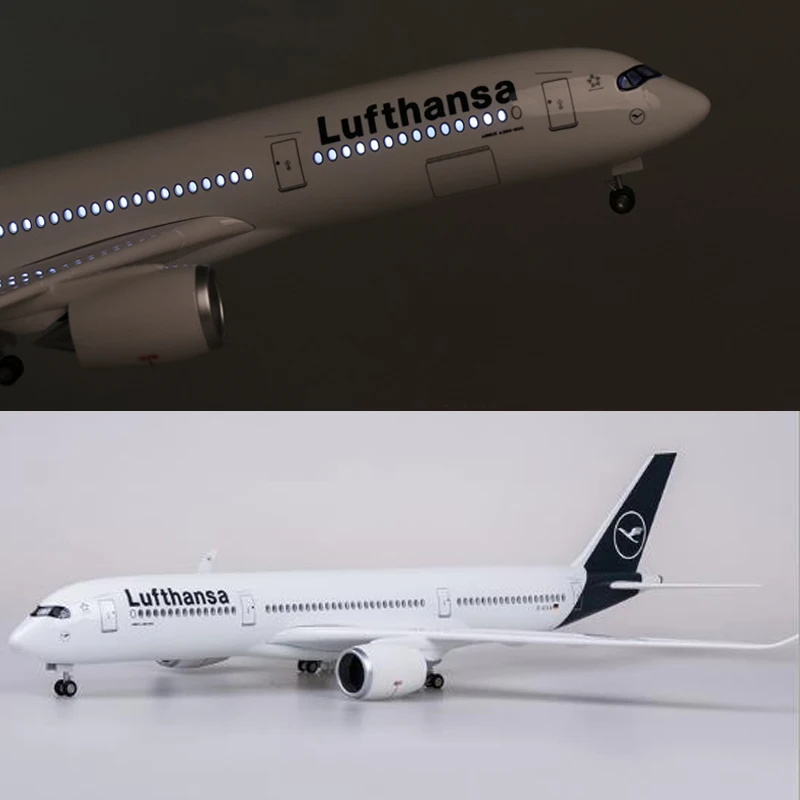 1:142 47 см модель самолета Airbus A350 модель самолета Lufthansa модель самолета с светильник и колесами из смолы для сбора