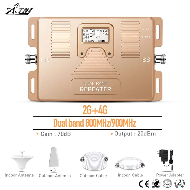 2G 4G двухдиапазонный 800/900MHz Мобильный усилитель сигнала ретранслятор телефона для