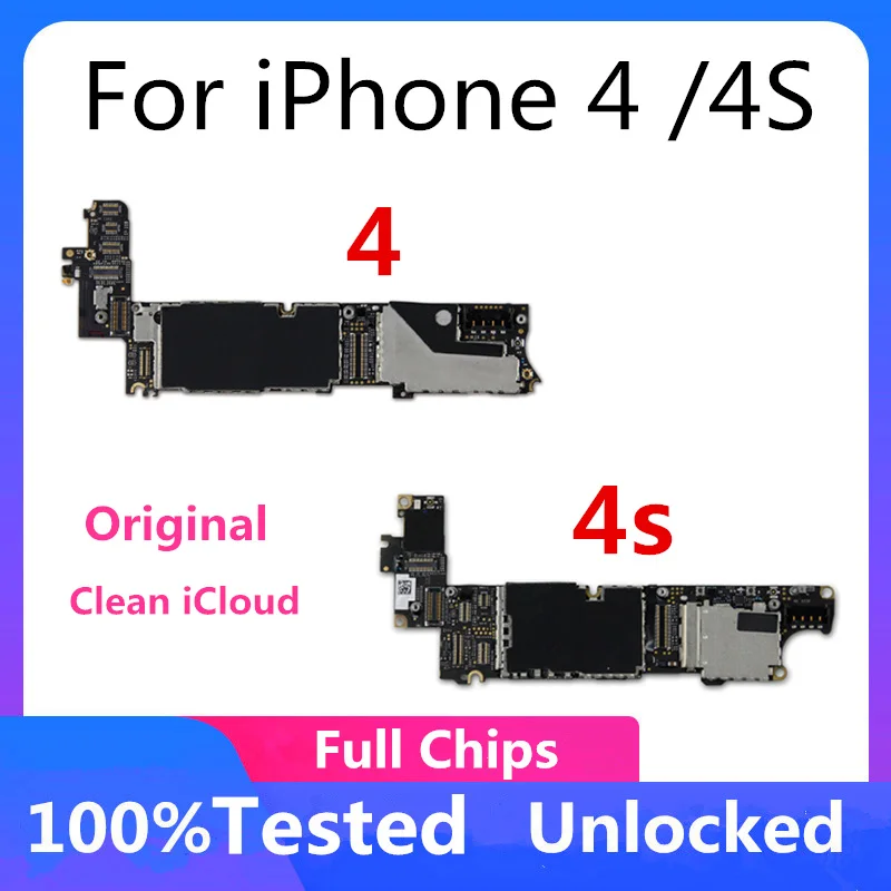 Factory Unlocked for iphone 4 4S Motherboard with IOS System Original unlocked 8GB /16GB /32GB Mainboard Full Chips | Мобильные
