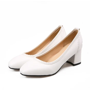 

Big Size Simple shoes with square head ladies high heels women shoes woman pumps
