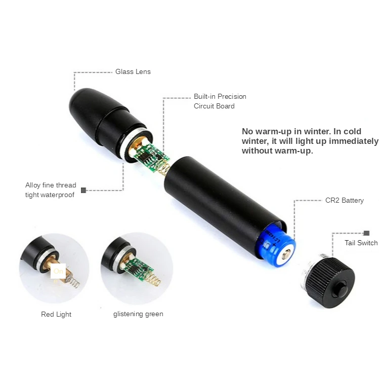Calibrador láser Bullet, láser verde, infrarrojo, recargable ► Foto 3/6