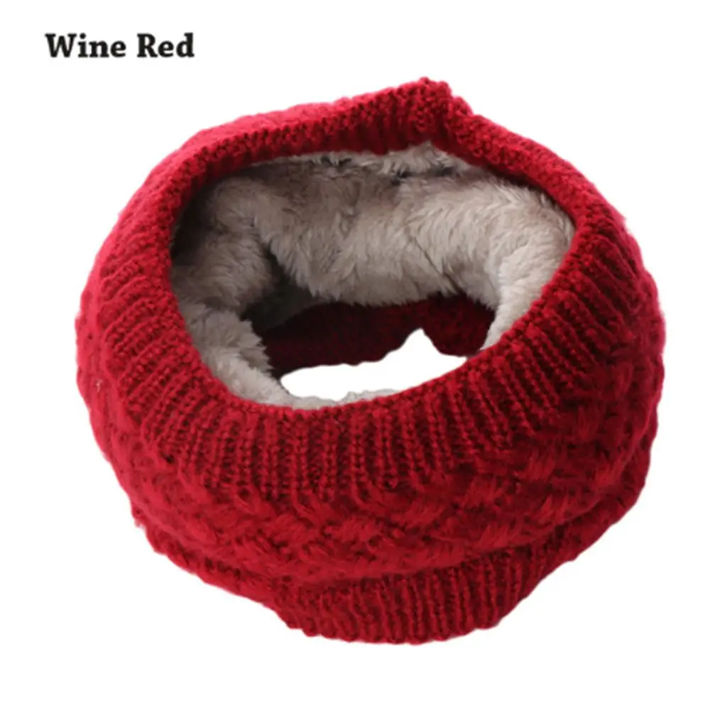 wine red 1 шт. зимний теплый матовый вязаный шейный утеплитель с круговым узором, шаль-снуд, открытый лыжный шарф альпиниста для мужчин и женщин, Новинка - Цвет: wine red