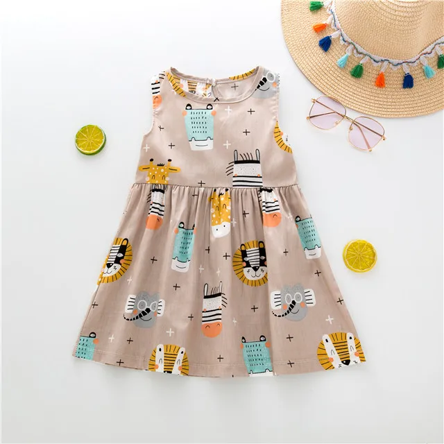 2020 new arrival girls dress baby girls cartoon pattern sleeveless dresses
