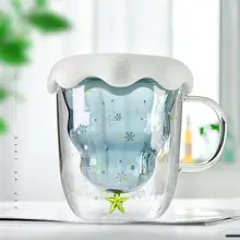 300 мл двухслойная стеклянная Рождественская елка звезда чашка для воды Взрывозащищенная изоляционная кружка рождественские подарки дизайнерская чашка для воды
