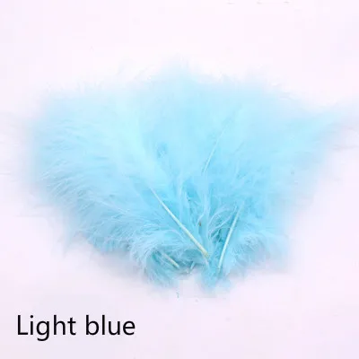 Light blue Красочное пушистое перо индейки Diy ювелирные аксессуары 100 шт/партия несколько цветов Турция украшения из перьев ремесло - Цвет: Light blue
