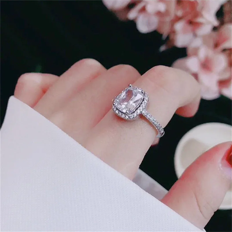 CC Rings For Women Bridal Wedding Anelli Trendy Jewelry Engagement Ring White Gold Color Anillos CC595