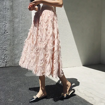 

New Fashion New Women Ladies Elastic High Waist Mesh Tulle Tutu Skirt Feather Princess Party Bouffant Skirts