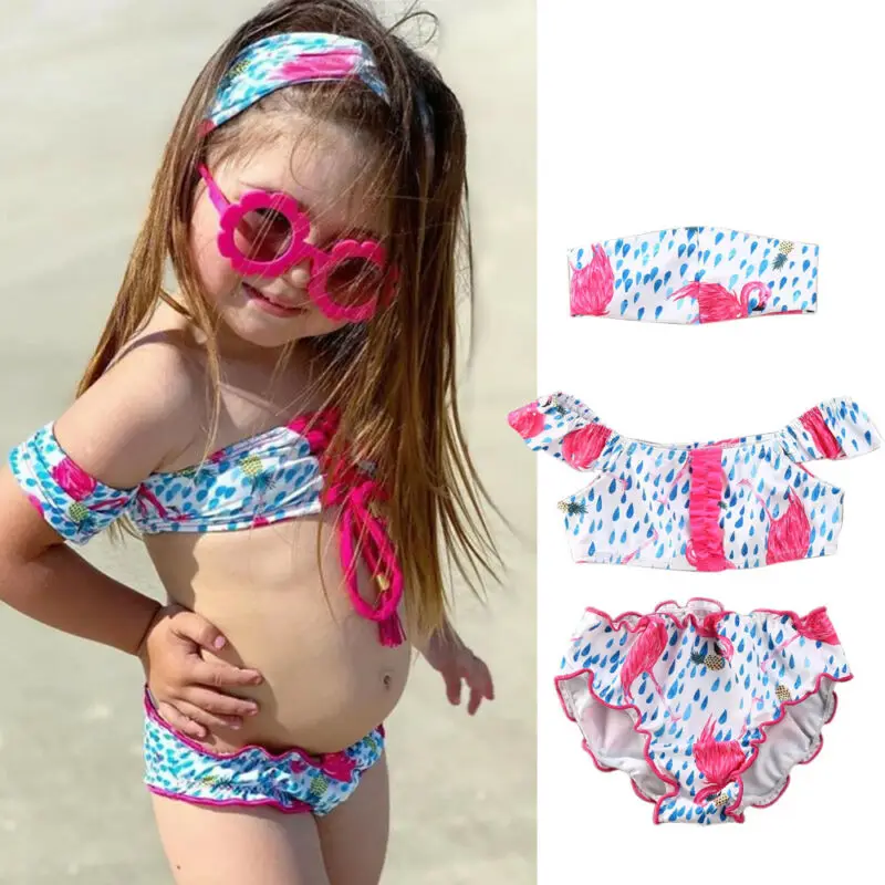 Toddler Baby Girls Bathing Suit 3PCS Summer Kids Bikini Set Floral Print Swimwear Swimsuit Clearance Sale | Детская одежда и обувь