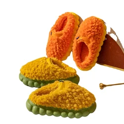 New Fashion Winter Slippers For Man Indoor Non-Slip Warm Women Slippers Soft Plush Thick Bottom Shoes Couples Home Cotton Slides