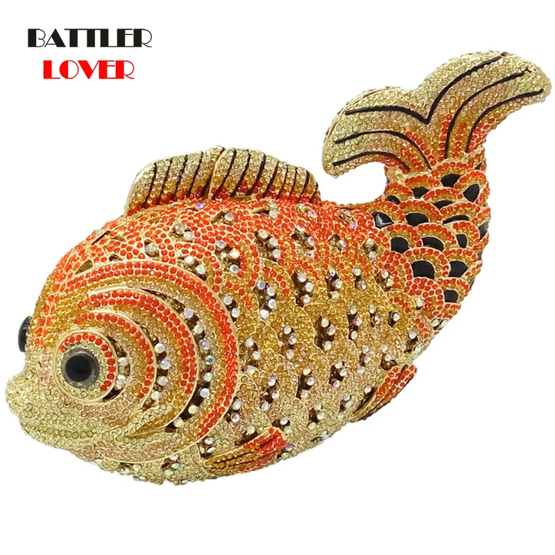 Bags for Women Multi Pink Crystal Diamond Women Fish Evening Clutch Bag Bridal Mini Metal Handbag and Purse Wedding Clutches