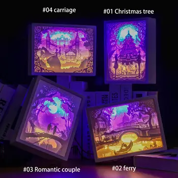 

Paper Carving Lights 3D Birthday Valentine'S Day Atmosphere Carved Decor Lamp Creative LED USB Charging Line Bedroom Bedside