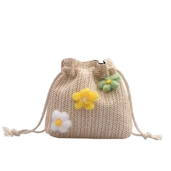 

Fashion Straw Small Bag Wild Cross-Body Bag Small Fresh Fairy Bucket Woven Bag