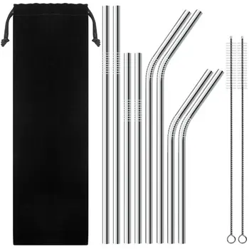 

304 Stainless Steel Straw Creative Titanium Color Straw Gold Milk Tea Drinking Straw Metal Straw Wholesale