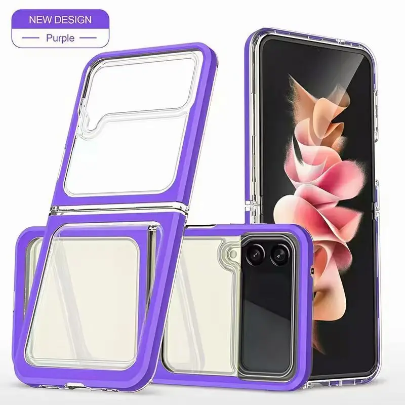 samsung cute phone cover Multiple Transparent For Samsung Galaxy Z Flip3 Flip 3 5G Case Silicon Frame Hard Clear Protection Cover kawaii phone case samsung Cases For Samsung