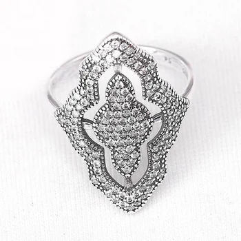 

Original Pave Sparkling Classic Lace With Crystal Ring For Women 925 Sterling Silver Ring Wedding Party Gift Fine Europe Jewelry