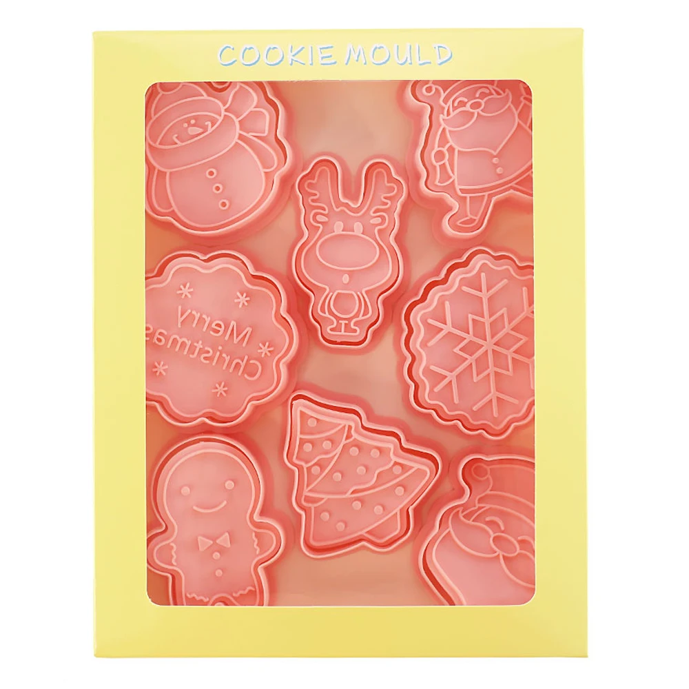 Christmas Mold Santa Claus Elk Snowflake Snowman Gingerbread Man Pattern Mold Biscuit Cookie Cutter Sugarcraft 8Pcs/Set