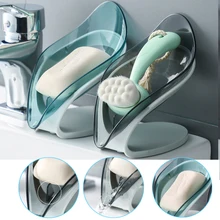 Leaf Shape Soap Box Drain Soap Holder Box Bathroom Shower Soap Holder Dish Storage Plate Tray Bathroom Supplies Bathroom Gadgets