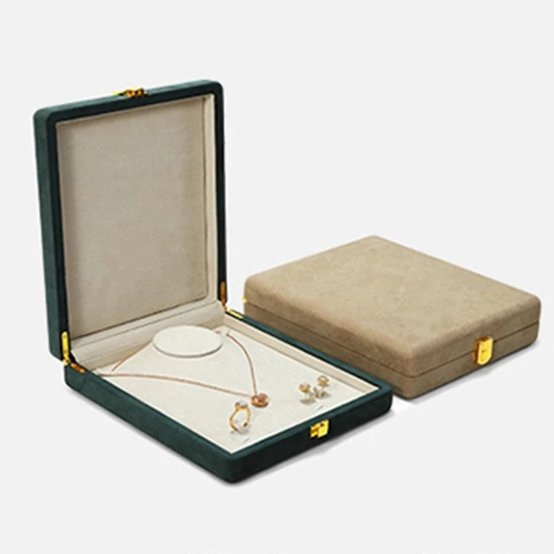 Large Gift Box Multifunction Necklace Ring Earring Pendant Jewelry Holder Boxes Velvet Retro Storage Case Display