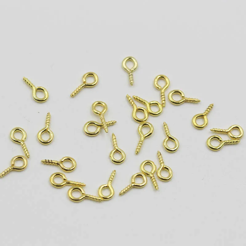 200 шт Крошечный маленькие булавки с глазком винт Eyepins крюк цвета: золотистый, серебристый застежками бусины Подвески, крючки, станок и разъем Фурнитура для бижутерии, материал для рукоделия