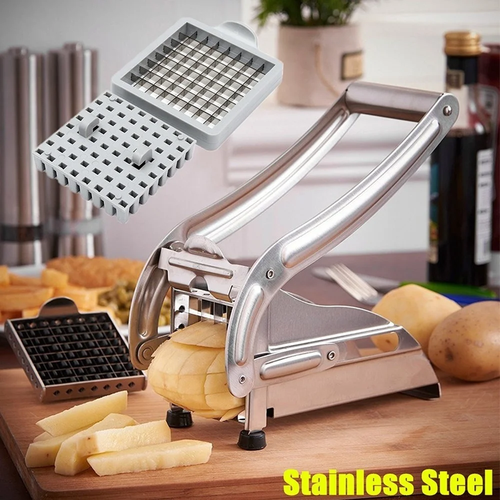 2 Blades Stainless Steel Home French Fries Potato Chips Strip Slicer Cutter Chopper Chips Machine Making Tool Potato Cut Fries 2