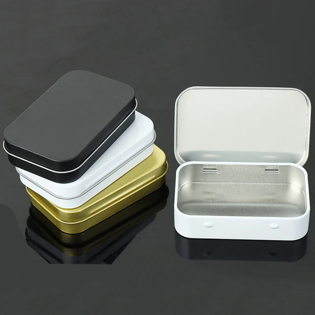 Metal Rectangular Storage Box Container with Lid, Small Tin Boxes Empty  Containers Silver Storage Box Case Organizer Drop ship