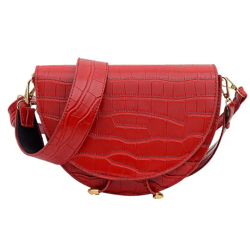 Женская сумка через плечо модная крокодиловая полукруглая седельная сумка из искусственной кожи сумки на плечо для женщин дизайнерские сумки - Цвет: Красный