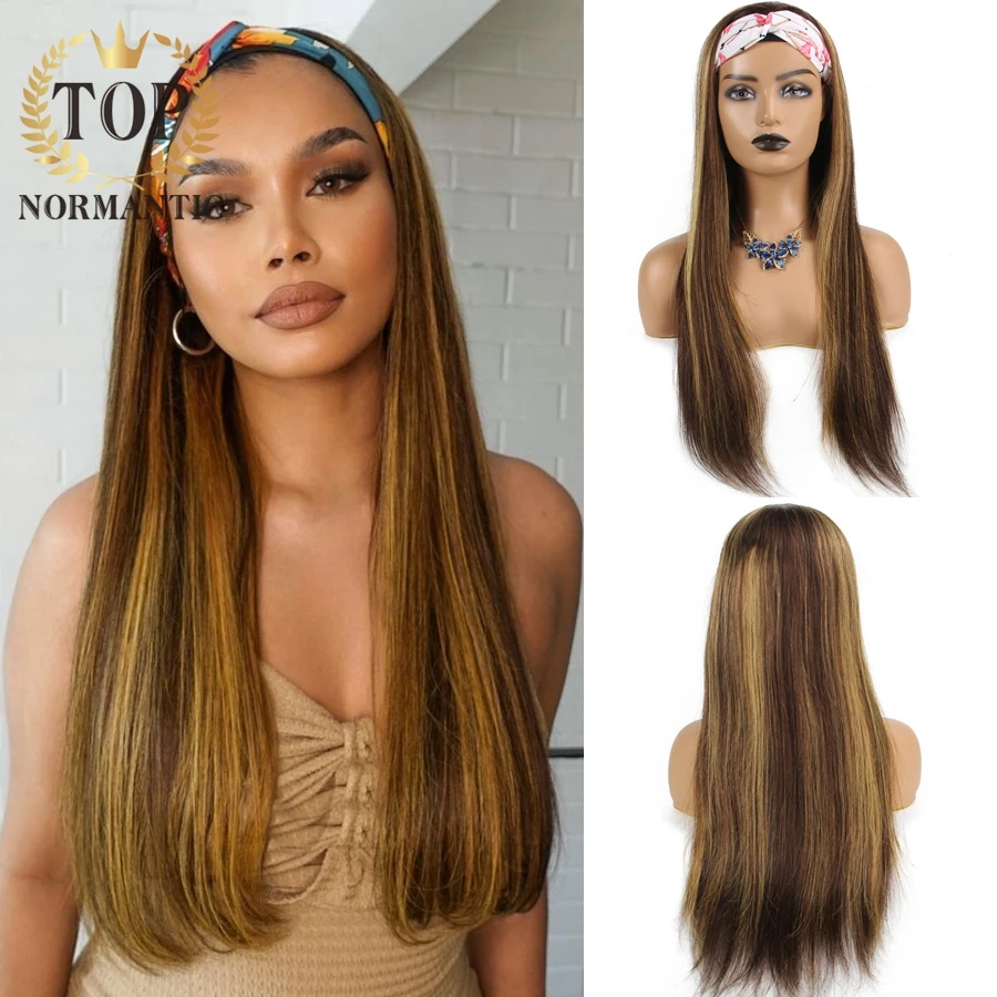 topnormantic-highlight-color-brazilian-remy-human-hair-wigs-for-women-silky-straight-headband-wig-full-machine-wigs