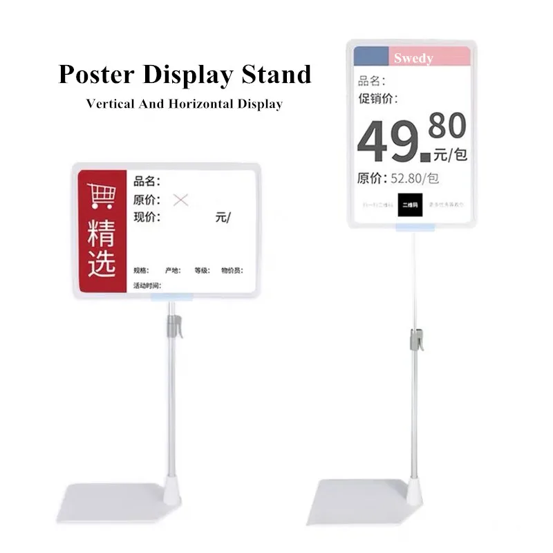 A4 Metal Material Adjustable Height Sign Holder Poster Stand For 8.5 X 11 Inch Poster Supermarket Table Poster Sign Holder Frame t shape display stand for supermarket store metal poster stand