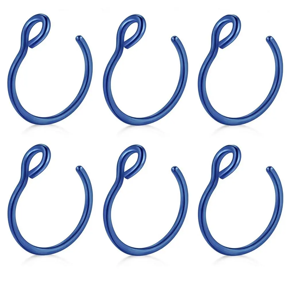 6pcs-Blue 20 г 18 г 8 мм 10 мм искусственный пирсинг ювелирные изделия Поддельные кольца носа искусственная губная перегородка обручи ювелирные изделия для тела 316L хирургический стальной Нос Кольца - Окраска металла: 6pcs-Blue