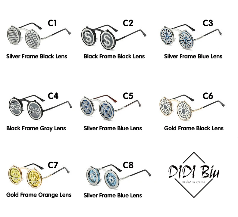 Диди любителей Круглый клип на Солнцезащитные очки для женщин Для мужчин Элитный бренд флип стимпанк плоское зеркало объектив оттенки
