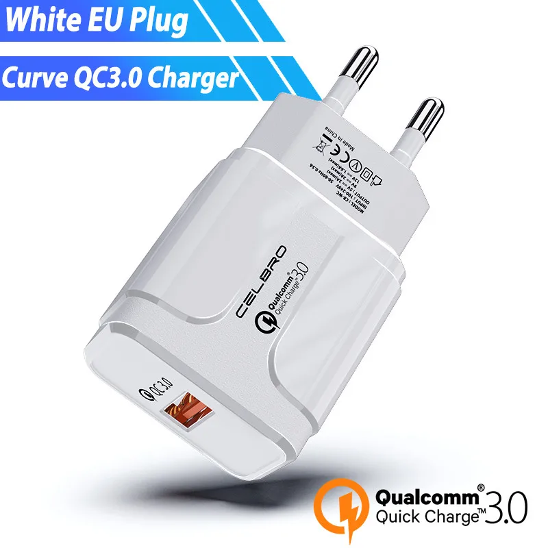 EU Charger only WH 18 Вт быстрое зарядное устройство QC 3,0 Быстрая зарядка настенное зарядное устройство для xiaomi mi A3 mi x 3 2s max 3 pocophone f1 A2 NOTE 3 6x8 se адаптер питания - Тип штекера: EU Charger only WH