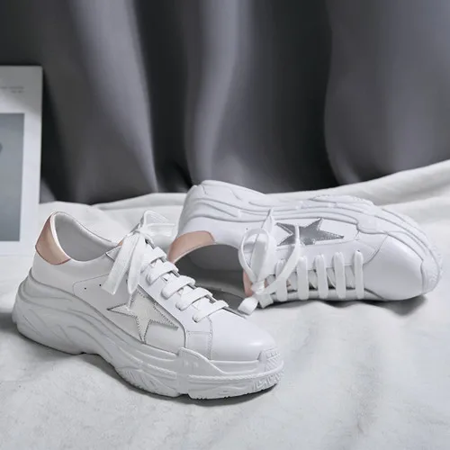 white Женские кроссовки из натуральной кожи на плоской платформе; мягкие удобные эспадрильи для отдыха; повседневная женская обувь высокого качества - Цвет: white