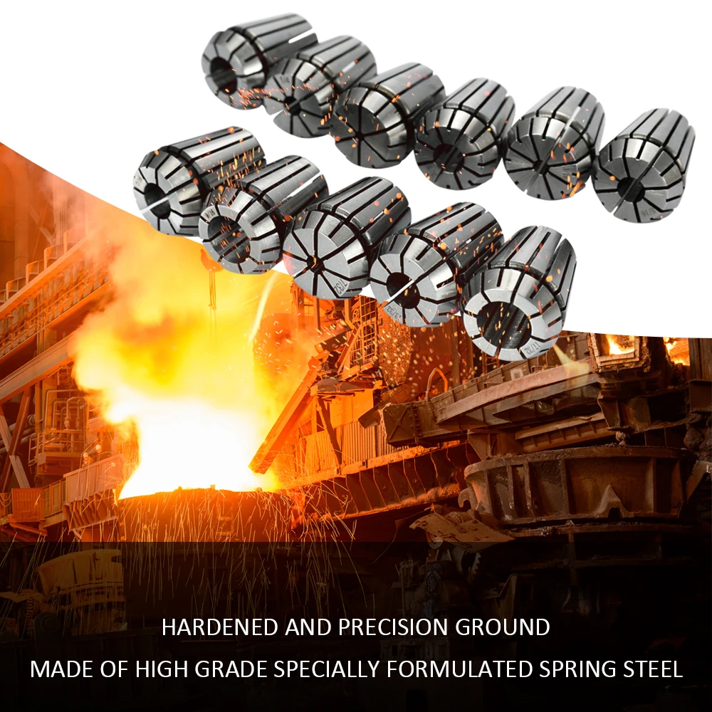 

Hot New 11pcs Spring Collet Set Chuck Collets for CNC Workholding Engraving and Milling Lathe Accessories Tool 1/8mm to 9/16mm