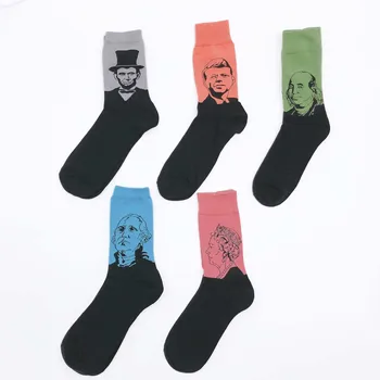 

men socks personality abstract painting Artistic figure cotton fashion happy funny the new arrival socks
