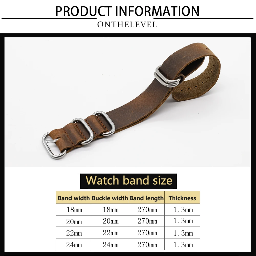 Premium Leather Watch Strap - Adjustable Replacement Band
