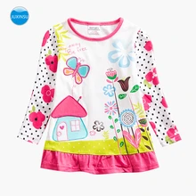 JUXINSU/хлопковая футболка с длинными рукавами для девочек осенне-зимняя повседневная футболка для девочек с цветочной бабочкой и вышивкой