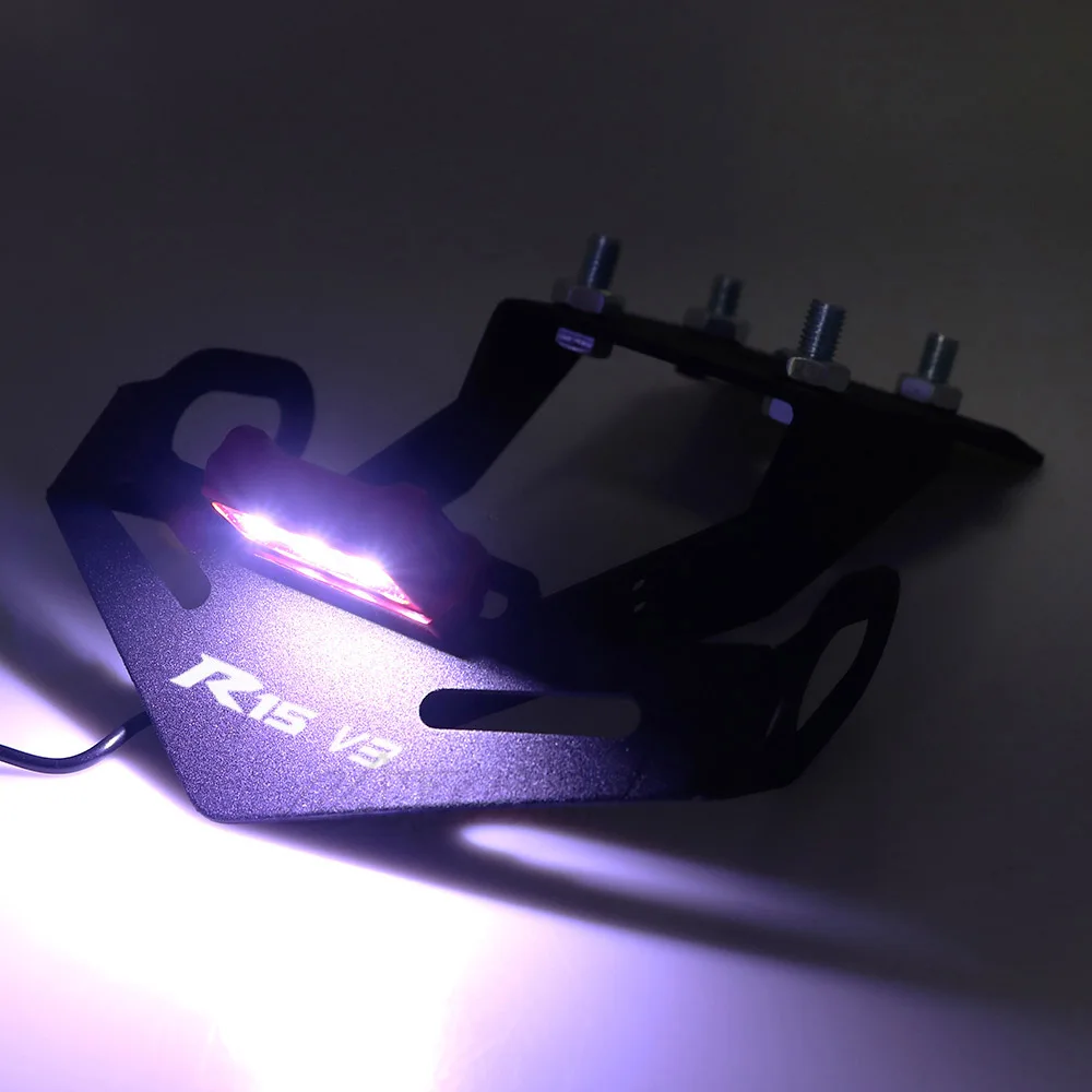 YZF R15 V3 Motorcycle License Plate Frame Bracket Mount Holder with LED Indicator Light for Yamaha R15 V3 2017 2018 2019 2020