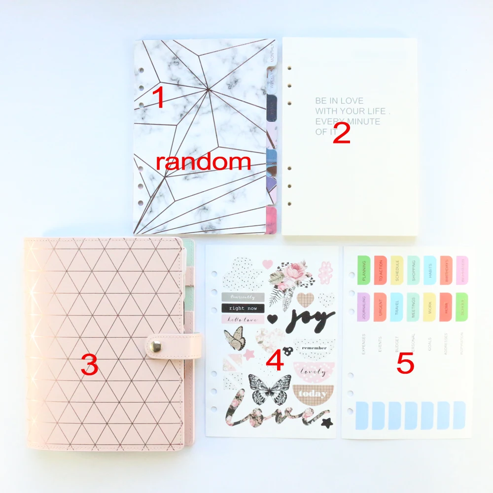 Domikee-cute Soft Cover Leather Personal Binder Agenda Planner Caderno Organizador Artigos de Papelaria Anéis A5a6 2023 - Imagem 4