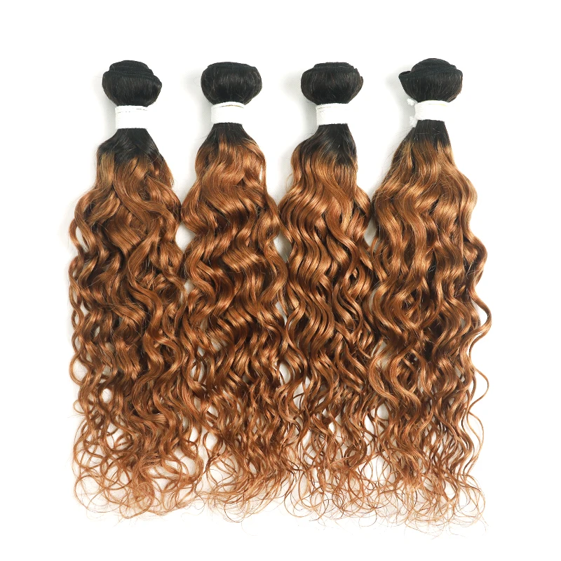 Волнистые волосы пряди 1B 30 27 бразильские Омбре коричневые натуральные кудрявые пучки волос не Реми медовые светлые волосы 3/4 пряди, SOKU
