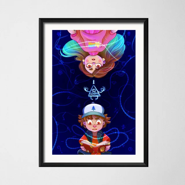 Гравитационные падения мультфильм фильм горячий арт живопись Шелковый Холст плакат настенный домашний декор - Цвет: 10