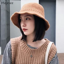 Женские вязаные однотонные элегантные винтажные женские шапки в Корейском стиле, летние женские повседневные Модные женские шапки Harajuku