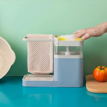 

Kitchen Creative Sink Drain Rack Sponge Storage Holder With Soap Dispenser High Capacity Detergent Box Bathroom Organizer Rack