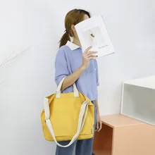 Повседневное Сумки-холсты женская сумка для ношения через плечо в студенческом стиле INS большой мешок простой Сумки-холсты японо-Стиль сумка