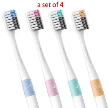 

4Pcs Family Deep Cleaning Tooth Brush Soft Sandwich-Beaded Wire Bristles Toothbrushes Oral Hygiene Care With One Travel Box X7JA