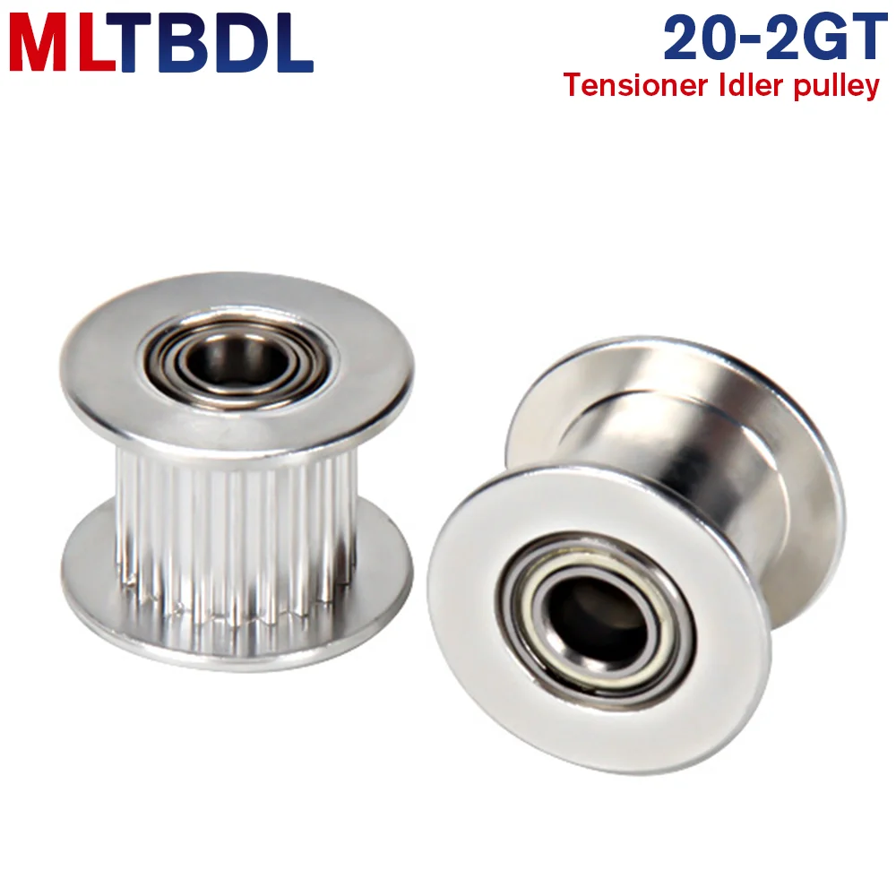 2M 2MGT 2GT 20 톱니 동기 휠 아이들러 풀리 보어 3mm 4mm 5mm, 톱니 또는 톱니 없음 베어링 포함, 실버 및 블랙 색상