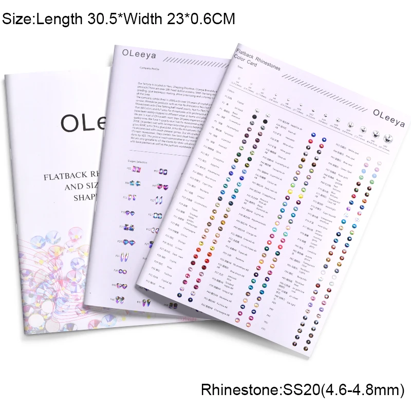 Oleeya Top Quality Nail Art Non hot fix rhinestones color chart