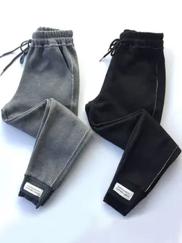 

S-XXXL 2019 winter new European goods tide net red Harlan casual pants BF beam pants large size plus velvet sports pants women