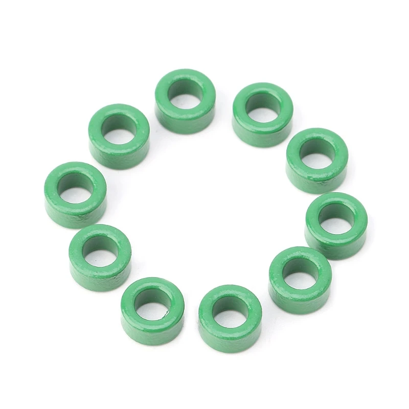 10Pcs Inductor Coils Green Toroid Ferrite Cores anti-interference Filter Rings