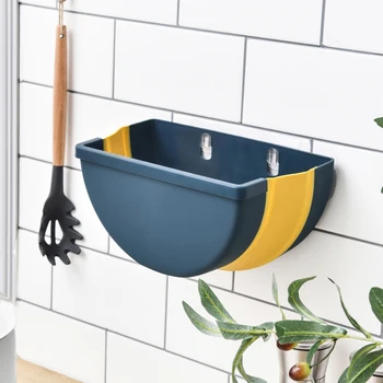 

Foldable Cabinet Trash Can Collapsible Waste Bin Kitchen Bathroom Toilet Dustbin Wall Hanging Rubbish Bin Garbage Bag Container