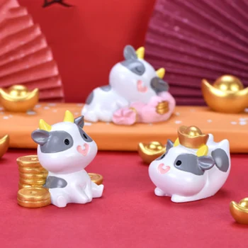 

ZOCDOU1 Piece Lucky Cow Year Small Statue Little Figurine Crafts Figure Ornament Miniatures